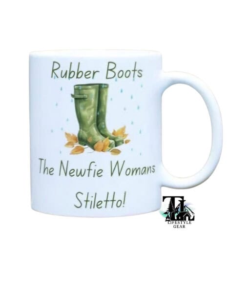 Rubber Boots - The Newfie Woman's Stiletto 15 Oz Mug – Fun Newfoundland-Inspired Design