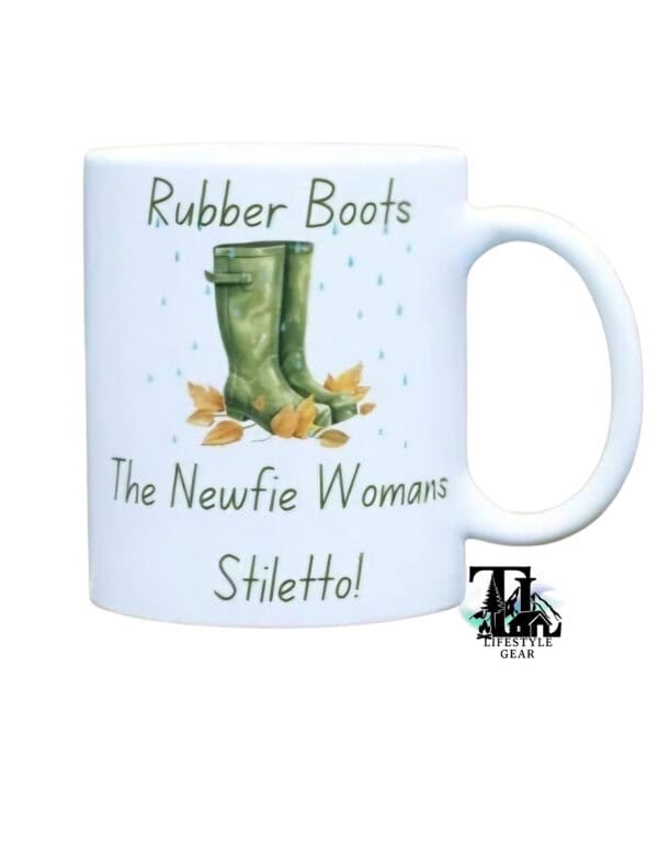 Rubber Boots - The Newfie Woman's Stiletto 15 Oz Mug – Fun Newfoundland-Inspired Design