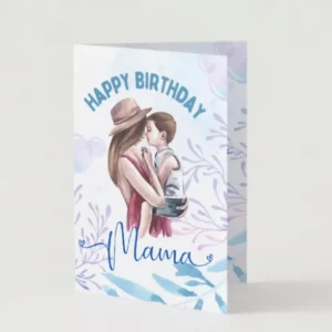 Mother’s Birthday Card – Touching Mother-and-Child Illustration