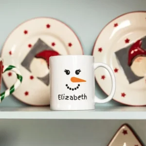 Personalized Snowman Face Mug – Custom Name Holiday Gift