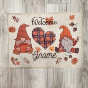 "Welcome Gnome" Fall Doormat – Autumn-Themed Entryway Mat