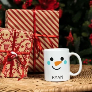 Personalized Snowman Face Mug – Custom Name Holiday Gift