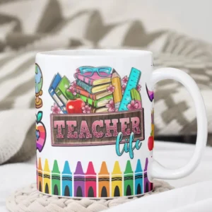 "Teacher Life" Mug – Colorful Design for Educators