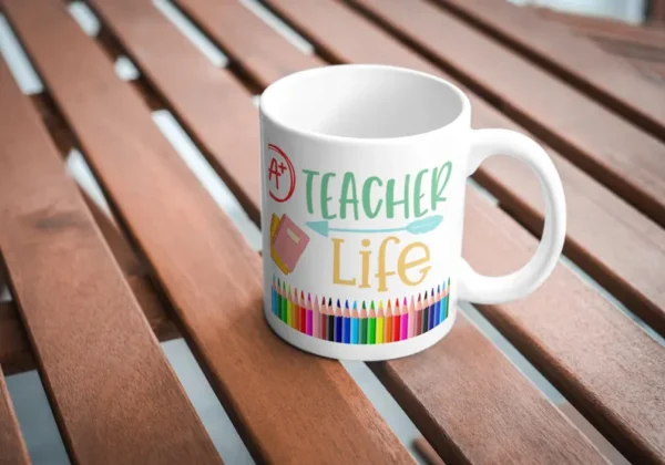 "A+ Teacher Life" Mug – Fun and Colorful Teacher Coffee Mug