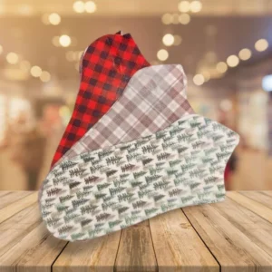 Christmas-Themed Ankle Socks – Pack of 3 (Plaid & Pine Tree Patterns)