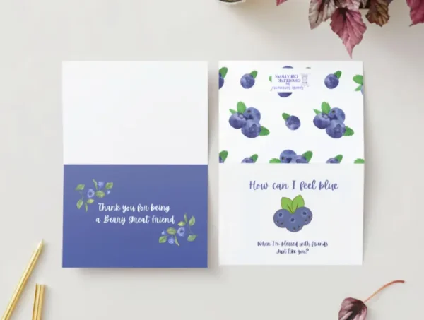 "How Can I Feel Blue" Card – Fun Blueberry-Themed Friendship Greeting - Image 3