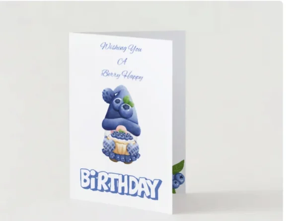 Fun Gnomes & Blueberries Birthday Card for Friends