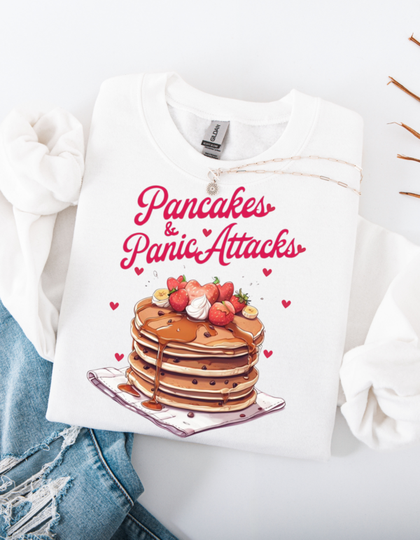 "Pancakes & Panic Attacks" Heavy Blend Crewneck Sweater, Unisex- 6 colors - Image 4