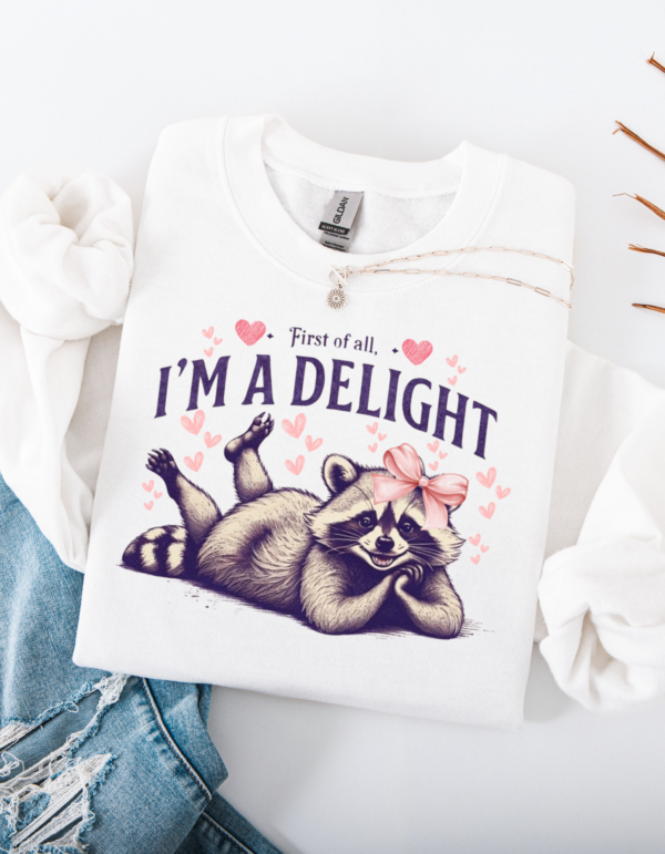 "I'm A Delight" Heavy Blend Crewneck Sweater, Unisex- 7 colors - Image 3