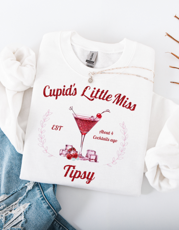 "Cupid's Little Miss Tipsy" Heavy Blend Crewneck Sweater, Unisex- 6 colors - Image 3