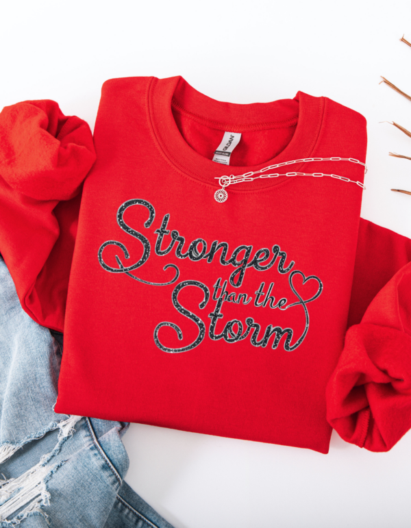 "Stronger Than the Storm" Heavy Blend Crewneck Sweater, Unisex- 6 colors - Image 7