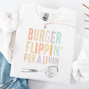 "Burger Flippin" Heavy Blend Crewneck Sweater, Unisex- 7 colors