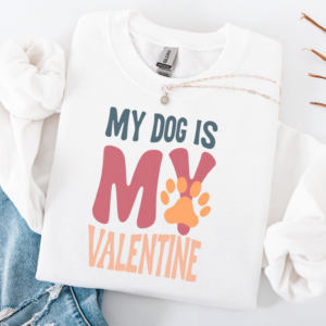 "My Dog is my Valentine" Heavy Blend Crewneck Sweater, Unisex- 7 colors