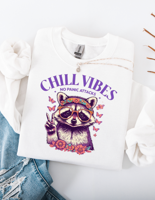 "Chill Vibes No Panic Attacks" Heavy Blend Crewneck Sweater, Unisex- 6 colors - Image 3