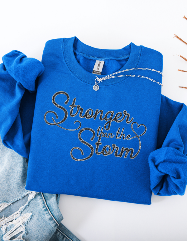 "Stronger Than the Storm" Heavy Blend Crewneck Sweater, Unisex- 6 colors - Image 6