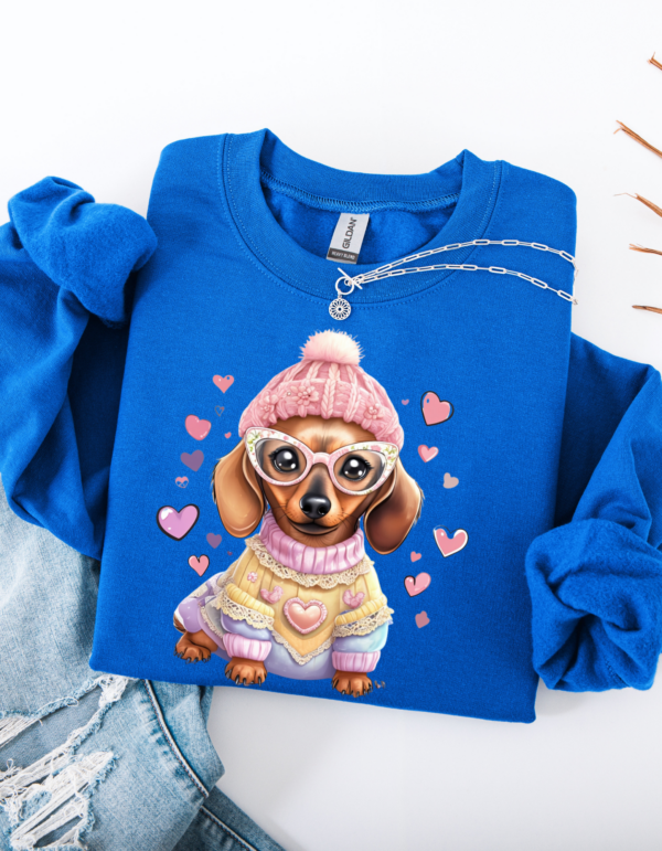 "Dachshund Dreams" Heavy Blend Crewneck Sweater, Unisex- 7 colors Dachshund design - Image 6