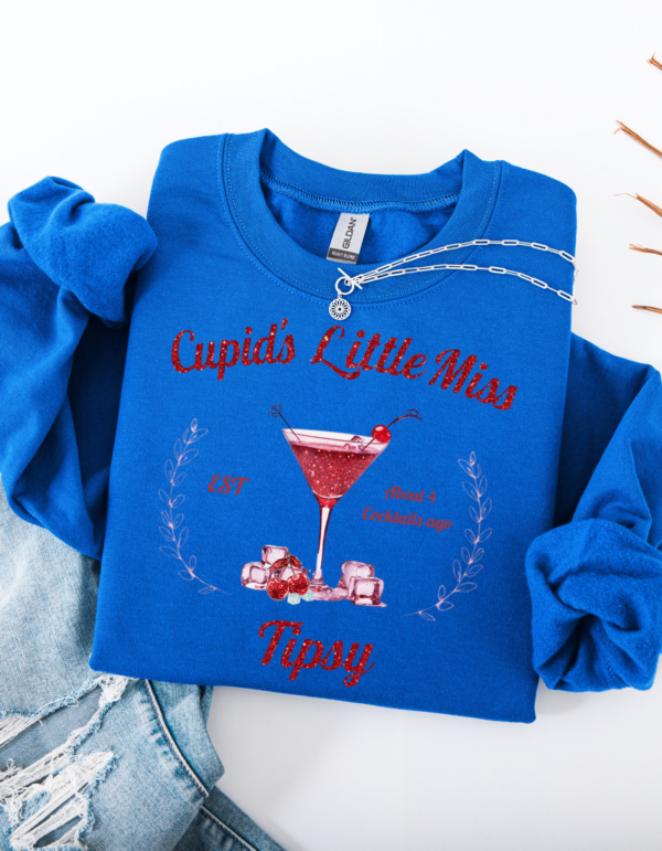 "Cupid's Little Miss Tipsy" Heavy Blend Crewneck Sweater, Unisex- 6 colors - Image 4