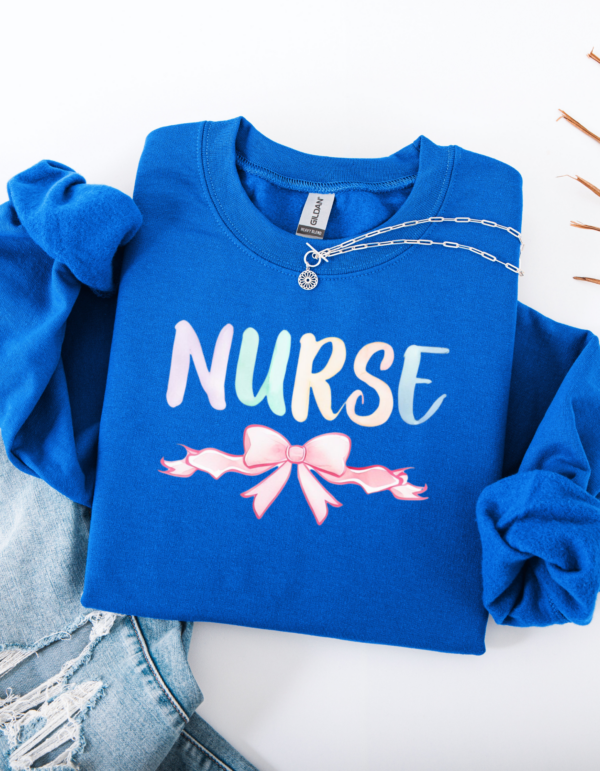 "Coquette Nurse" Heavy Blend Crewneck Sweater, Unisex- 7 colors - Image 7