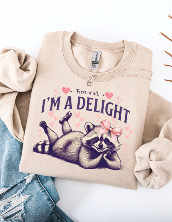 "I'm A Delight" Heavy Blend Crewneck Sweater, Unisex- 7 colors - Image 7