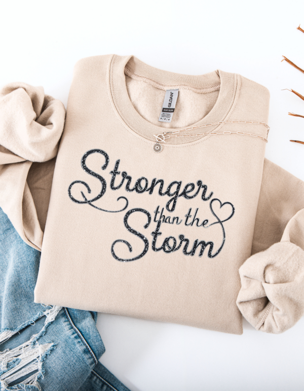 "Stronger Than the Storm" Heavy Blend Crewneck Sweater, Unisex- 6 colors - Image 3