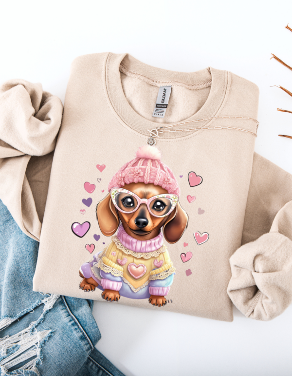 "Dachshund Dreams" Heavy Blend Crewneck Sweater, Unisex- 7 colors Dachshund design - Image 7