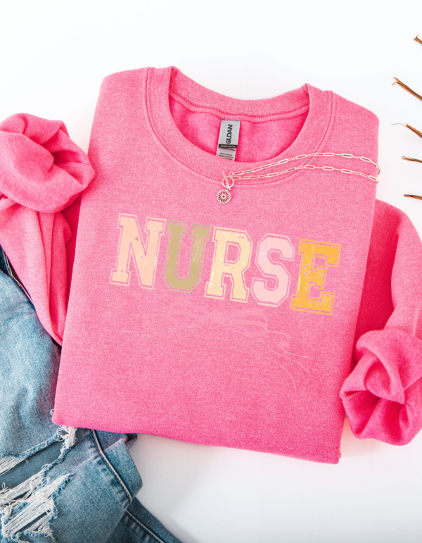 "Vintage Nurse " Heavy Blend Crewneck Sweater, Unisex- 7 colors - Image 6