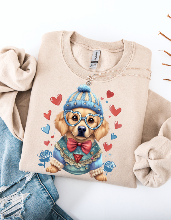 "Goldie Lots of Love" Heavy Blend Crewneck Sweater, Unisex- 7 colors Golden retriever Design