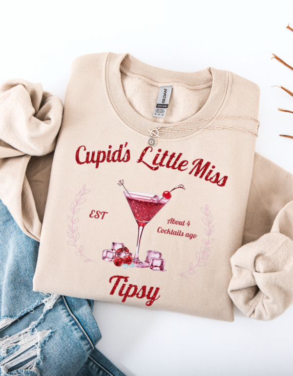 "Cupid's Little Miss Tipsy" Heavy Blend Crewneck Sweater, Unisex- 6 colors - Image 6