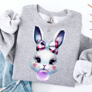 "Plaid Bunny" Heavy Blend Crewneck Sweater, Unisex- 7 colors