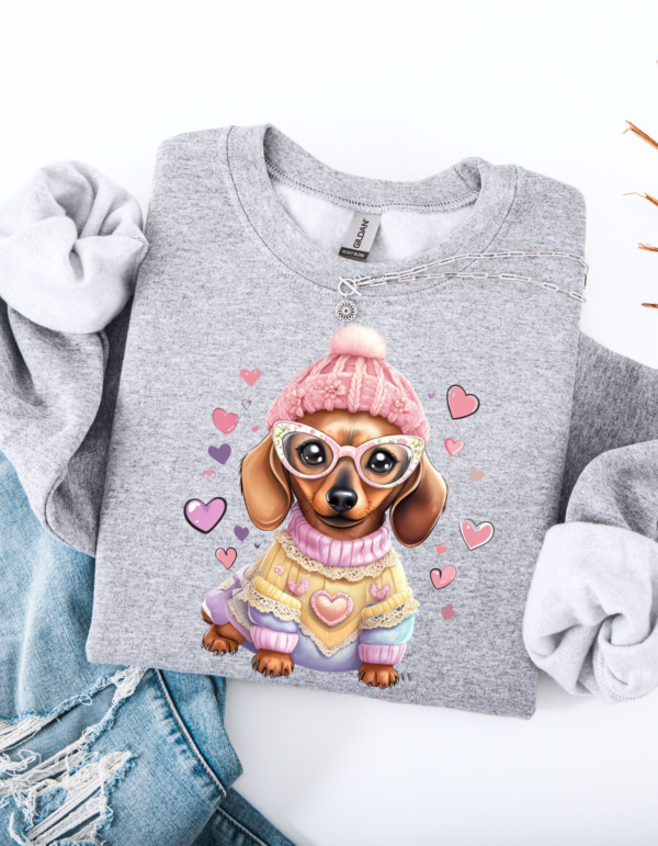 "Dachshund Dreams" Heavy Blend Crewneck Sweater, Unisex- 7 colors Dachshund design - Image 8