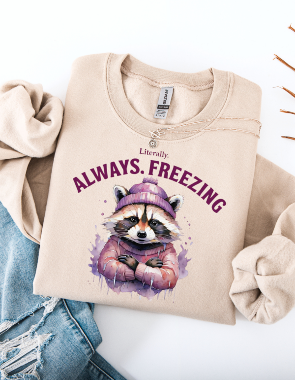 "Always Freezing" Heavy Blend Crewneck Sweater, Unisex- 7 colors - Image 7