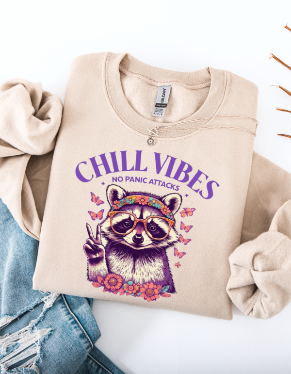 "Chill Vibes No Panic Attacks" Heavy Blend Crewneck Sweater, Unisex- 6 colors - Image 7