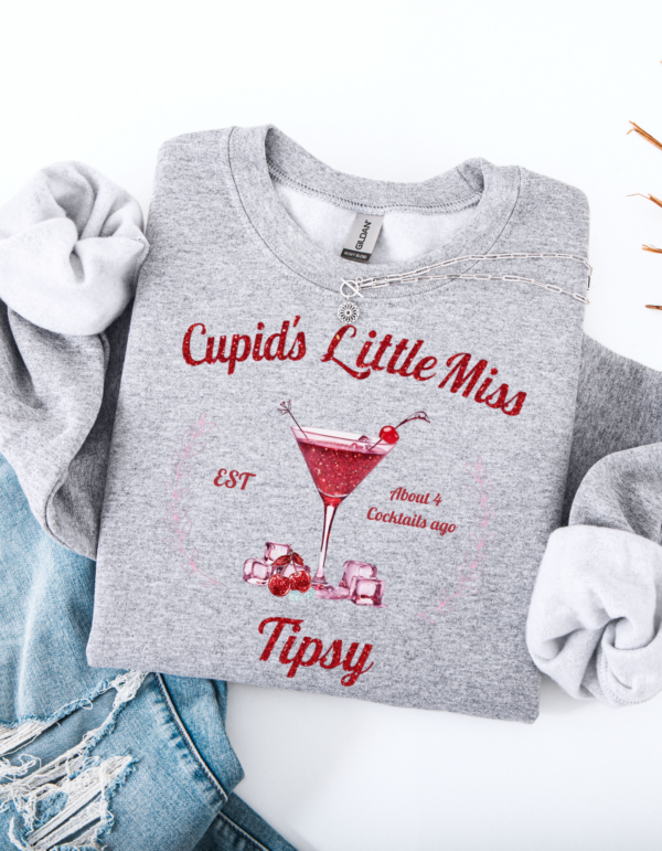 "Cupid's Little Miss Tipsy" Heavy Blend Crewneck Sweater, Unisex- 6 colors