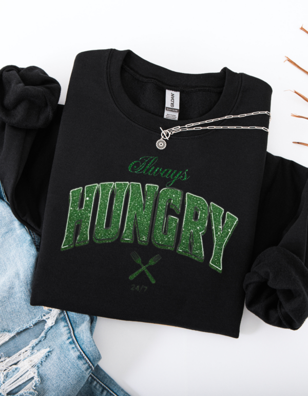 "Always Hungry" Varsity Style Heavy Blend Crewneck Sweater, Unisex- 7 colors - Image 9