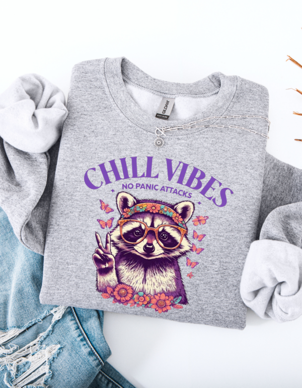 "Chill Vibes No Panic Attacks" Heavy Blend Crewneck Sweater, Unisex- 6 colors - Image 8