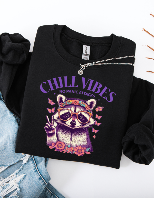 "Chill Vibes No Panic Attacks" Heavy Blend Crewneck Sweater, Unisex- 6 colors - Image 9