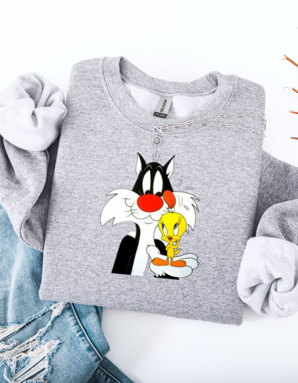 "Sylvester & Tweety" Inspired Heavy Blend Crewneck Sweater, Unisex- 6 colors - Image 10