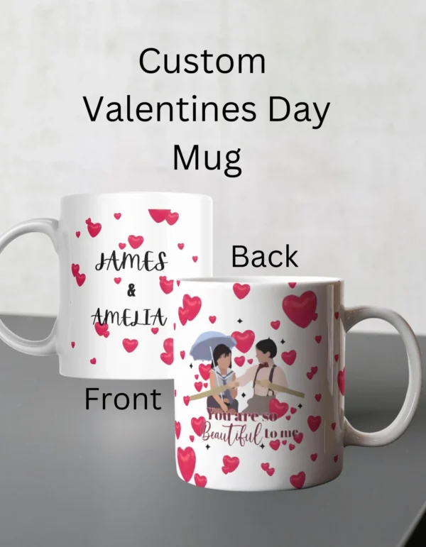 Personalized 'You Are So Beautiful to Me' Custom Name Valentine's Movie Mug – Customizable with Names on the Back - Image 7