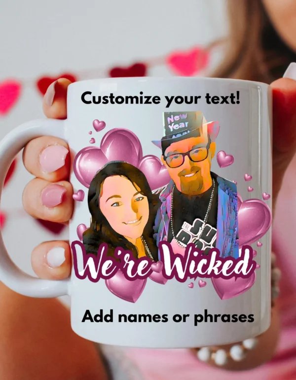 Custom Cartoonized Portrait Coffee Mug – Personalized Text & Graphics, Microwave & Dishwasher Safe - Image 2