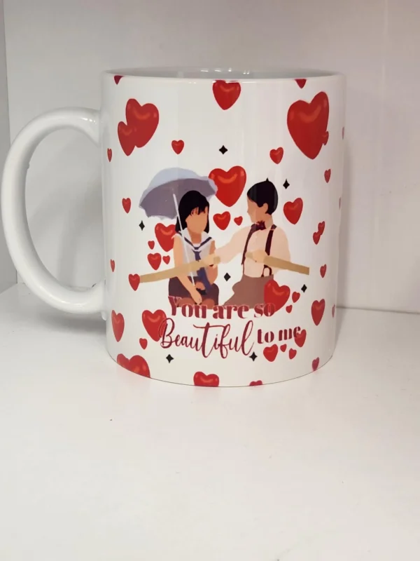 Personalized 'You Are So Beautiful to Me' Custom Name Valentine's Movie Mug – Customizable with Names on the Back - Image 3