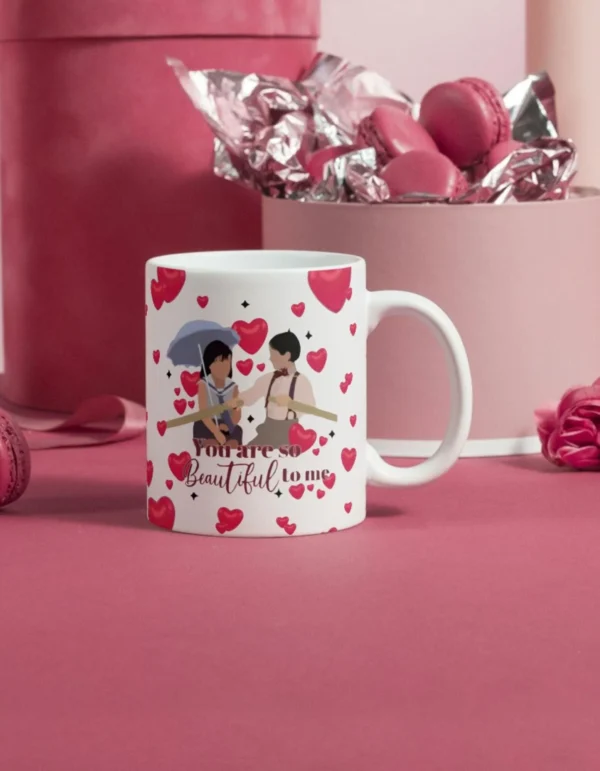 Personalized 'You Are So Beautiful to Me' Custom Name Valentine's Movie Mug – Customizable with Names on the Back - Image 2