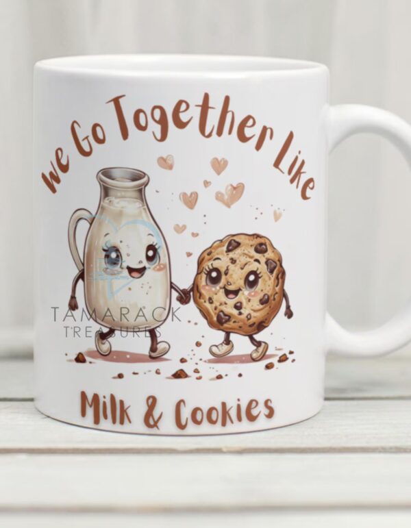 We Go Together Like Milk & Cookies... Custom Valentine's Couples Mug – 8 Fun Food Pair Designs, Personalized with Names if desired