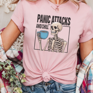 "Panic Attacks and Chill" Heavy Blend Tee-Pink