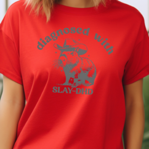 "Slay-DHD" Heavy Blend Tee-Red