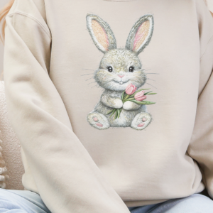 "Faux Embroidery Bunny" Heavy Blend Crewneck -Unisex fit