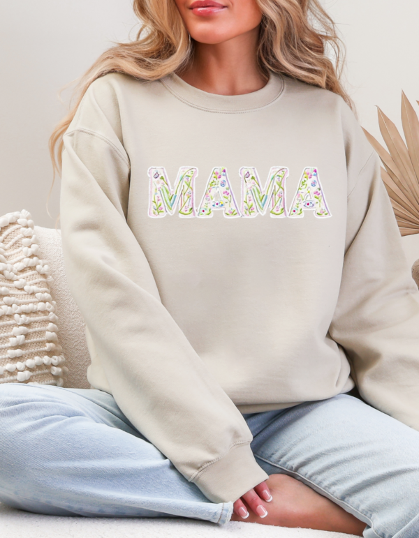 Faux Embroidered Spring Mama/ Crewneck Sweatshirt - Image 2