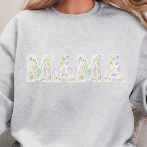 "Faux Embroidered Spring Mama" Heavy Blend Crewneck -Unisex fit