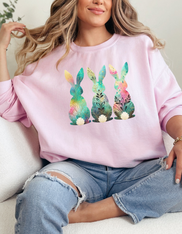 Watercolor Boho Bunny/ Crewneck Sweatshirt - Image 3