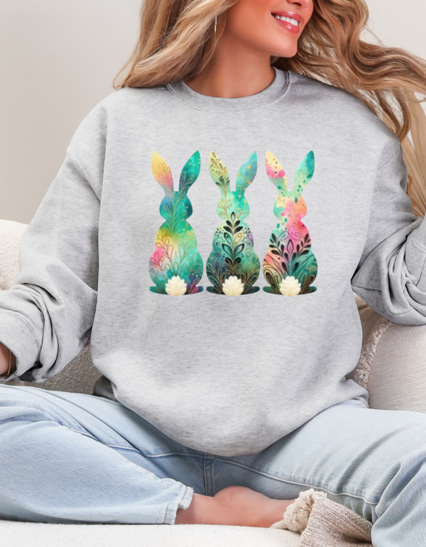 Watercolor Boho Bunny/ Crewneck Sweatshirt - Image 2