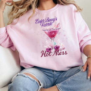 "Easter Bunny's Favorite Hot Mess" Heavy Blend Crewneck -Unisex fit